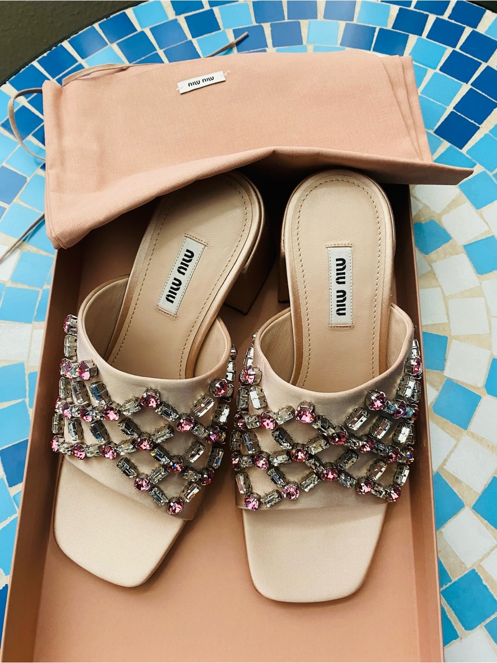 MIU MIU embellished satin sandals NWT